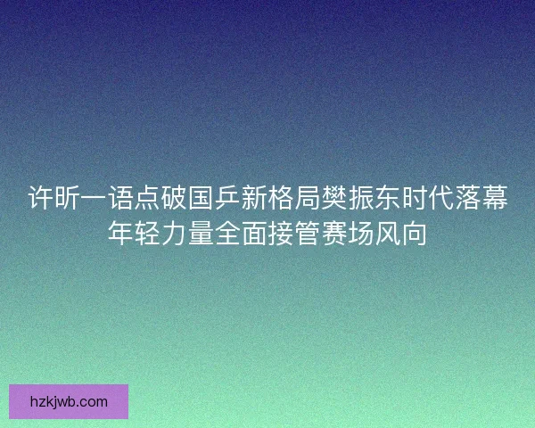 许昕一语点破国乒新格局樊振东时代落幕年轻力量全面接管赛场风向