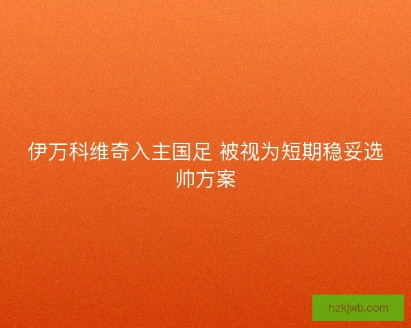 伊万科维奇入主国足 被视为短期稳妥选帅方案