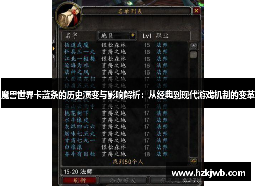 魔兽世界卡蓝条的历史演变与影响解析：从经典到现代游戏机制的变革